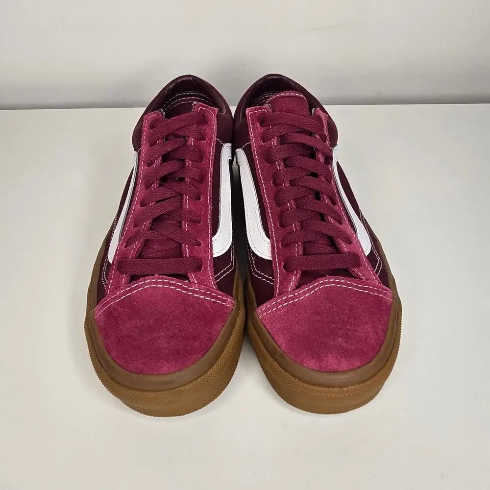 Vans Skater Suede &‎ Canvas Grape JuiceBurgundy White Maroon Sneakers Women's 8